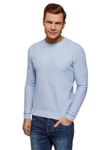 oodji Ultra Mens Crew Neck Knit Pullover Blue US 40  EU 50  M