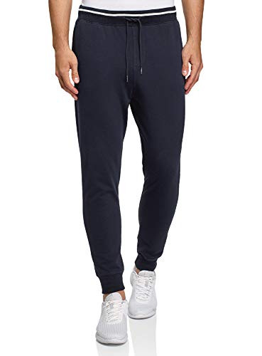 oodji Ultra Mens Drawstring Jersey Trousers Blue US 32  M