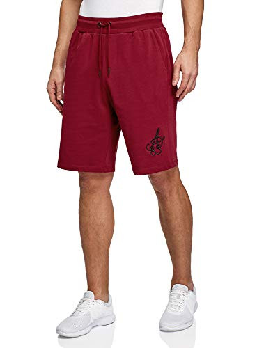 oodji Ultra Mens Drawstring Cotton Shorts Red US 32  M