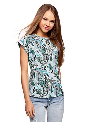 oodji Ultra Womens Printed Cotton TShirt Multicoloured US 10  EU 44  XL