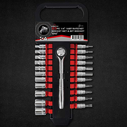 23pc 14 168T Ratchet Socket Set  Bit SocketSAE