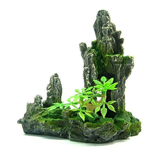 Mountain Aquarium Ornament tree  Rock Cave stone HIDE bonsai decoration decor