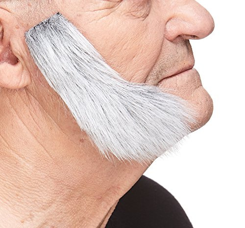 Mustaches Self Adhesive Novelty Fake Mutton Chops Sideburns False Facial Hair Costume Accessory for Adults Gray with White Color