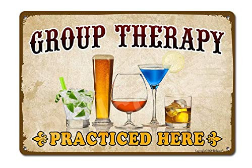 UHVD Group Therapy Practiced Here 8x12 Vintage Retro Funny Beer Signs Man Cave Bar BBQ Garage Cafe Restaurant Wall Art Decor Metal Tin Sign