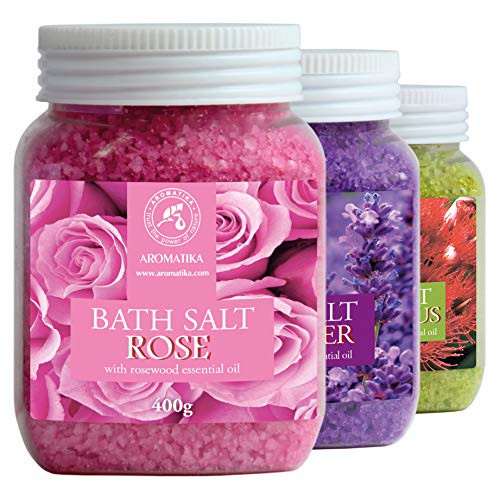 Bath Salts Set 3x400g Lavender Rose Eucalyptus 100 Natural Essential Oil Best for Good Sleep Stress Relief Bathing Body Care Wellness Beauty Relaxation Spa Bath Salts Set 3x400g Lavender Rose Eucalyptus 100 Natural Essential Oil Best for Good Sleep Stress Relief Bathing Body Care Wellness Beauty Relaxation Spa