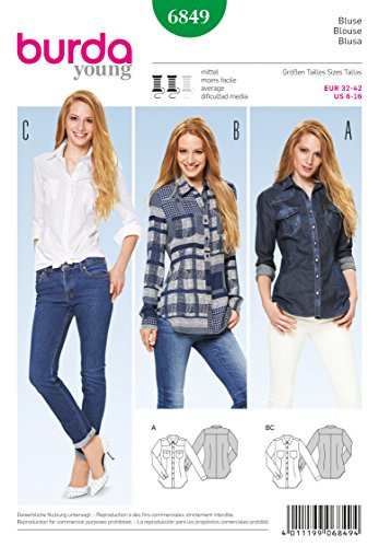 Burda Sewing pattern 6849, burda style tops, shirts, blouses