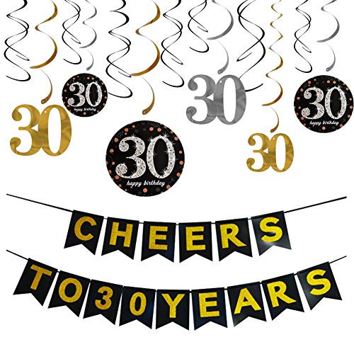 Rainmae 30th Birthday Party Decorations Kit12pcs Cheers to 30 Years Banner Sparkling Celebration 30 Hanging Swirls for 30 Years Old Party Supplies 30th Wedding Anniversary Rainmae 30th Birthday Party Decorations Kit12pcs Cheers to 30 Years Banner Sparkling Celebration 30 Hanging Swirls for 30 Years Old Party Supplies 30th Wedding Anniversary