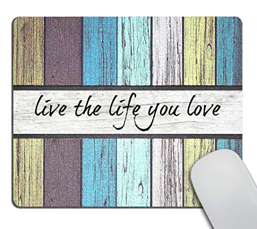 Smooffly Gaming Mouse Wood Design Mousepad Non Slip Rubber Mouse Mat Rectangle Quote Inspirational Mouse Pads for Computers Laptop  Love The Life You Live