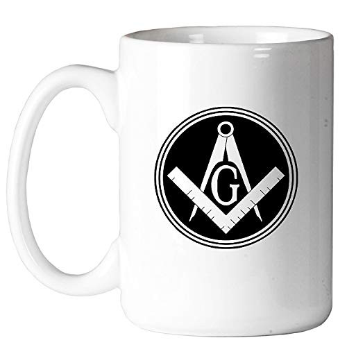 Filled Circle Square  Compass Masonic Coffee Mug  11 oz
