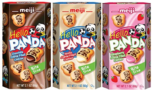 Meiji Hello Panda Biscuits Variety 6 Packs  Strawberry Vanilla and Choco Creme