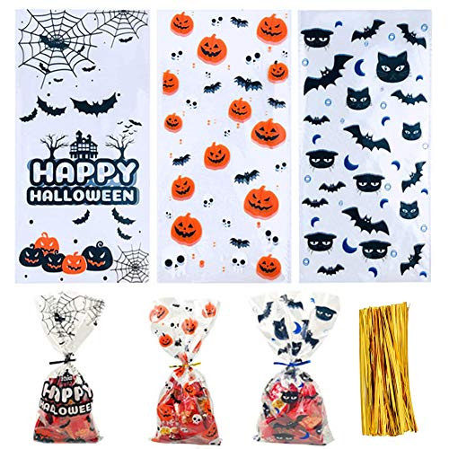 150 Pieces Halloween Cellophane Treat Bags with 150 Pieces Twist Ties Gift Pumpkin and Bat Pattern Clear Candy Bags Halloween Party Supplies 150 Pieces Halloween Cellophane Treat Bags with 150 Pieces Twist Ties Gift Pumpkin and Bat Pattern Clear Candy Bags Halloween Party Supplies