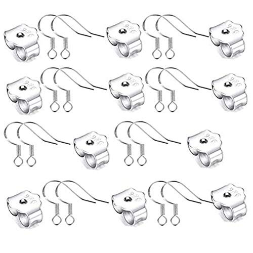 50 PCS Hypoallergenic Earring Hooks 925 Sterling Silver Earring Hooks with 50 PCS 925 Sterling Silver Earring Backs for Jewelry Making Findings