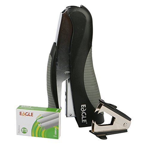 Eagle Standup Stapler Value Pack Includes Stapler Staple Remover and 1000 Staples Full Strip 20 Sheet Capacity Black