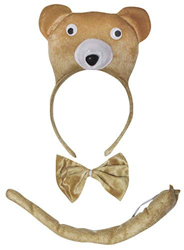 Petitebella Combined Cutie Animals Headband Bowtie Tail 3pc Costume Bear One Size