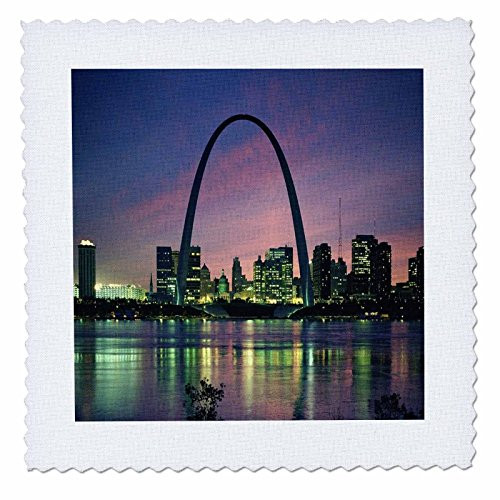 3dRose qs_56145_4 St. Louis Missouri Arch at Nite-Quilt Square, 12 by 12-Inch