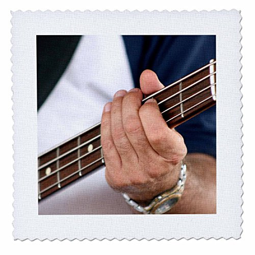 3dRose qs_156291_4 Bass Player Left Hand-Quilt Square, 12 by 12-Inch