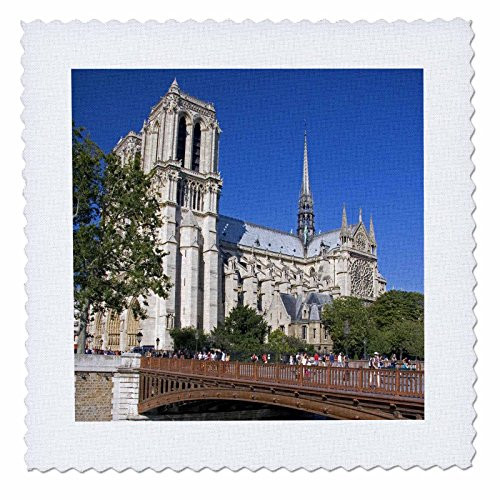 3dRose qs_81510_4 Notre Dame Cathedral, Seine, Paris, France-Eu09 Dfr0577-David R. Frazier-Quilt Square, 12 by 12-Inch