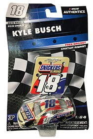 NASCAR Authentics Kyle Busch #18 Diecast Car 1/64 Scale - 2018 Wave 9 - Kyle Busch 2018 No. 18 with Pit Sign Magnet - Collectible