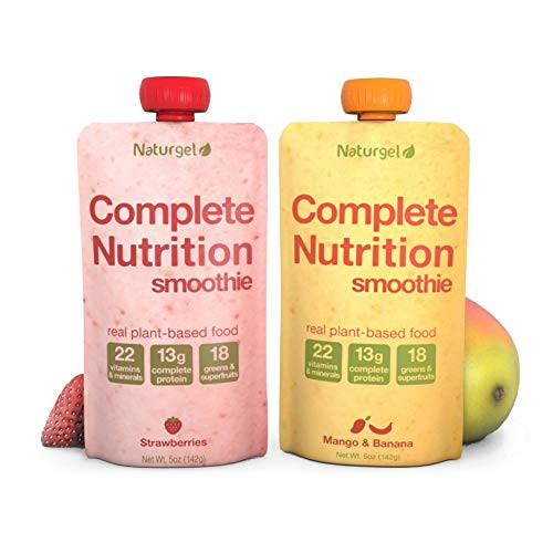 Naturgel Meal Replacement Smoothie 10 Pouches  Nutrition Shake with 13g PlantBased Complete Protein 22 Vitamins  Minerals Greens Healthy Fats Fiber and more