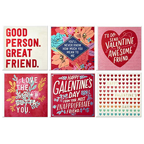 Hallmark Studio Ink Valentines Day Cards Assortment for Friends (6 Valentine's Day Cards with Envelopes)