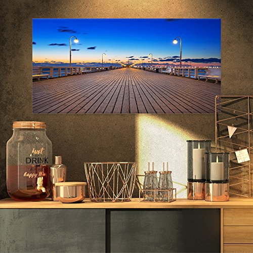Designart PT9926-32-16 Molo in Sopot at Baltic Sea Bridge Canvas Wall Artwork-32X16, 32x16 Blue Designart PT9926-32-16 Molo in Sopot at Baltic Sea Bridge Canvas Wall Artwork-32X16, 32x16 Blue