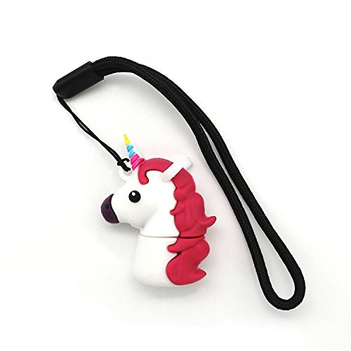 Novelty Unicorn Shape Design 32GB USB 2.0 Flash Drive Cute Memory Stick Horse Thumb Drive Data Storage Pendrive Cartoon Jump Drive Gift (White) (32GB)