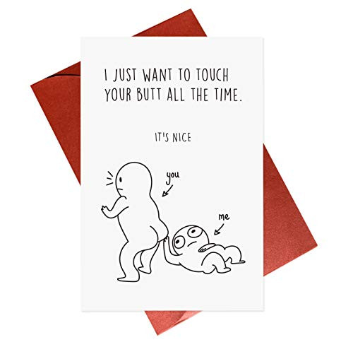 Cute Anniversary CardRomantic CardFunny Touch My Butt Love CardsNaughty Card for Her BF GF