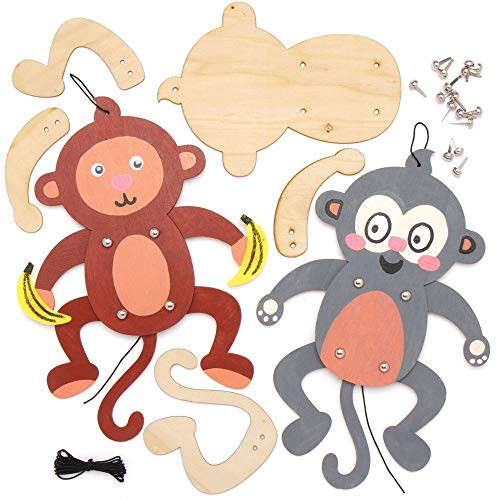 Baker Ross AT770 Cheeky Monkey Wooden Puppet Kits for Kids Arts and Crafts Projects Pack of 4 Assorted Baker Ross AT770 Cheeky Monkey Wooden Puppet Kits for Kids Arts and Crafts Projects Pack of 4 Assorted