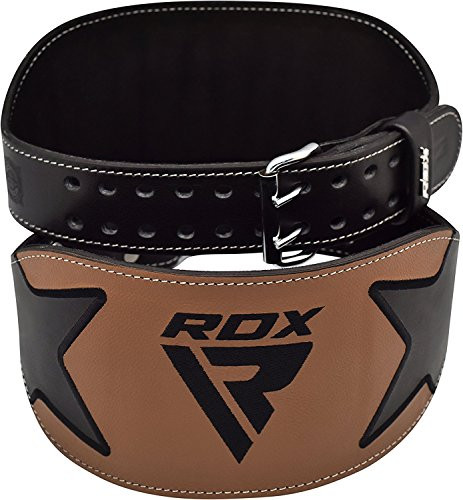RDX Weight Lifting Belt for Fitness Gym Training  Double Prong Cowhide Leather Belt with 6 inch Padded Lumbar Back Support  Great for Bodybuilding Powerlifting Deadlifts Workout  Squats Exercise