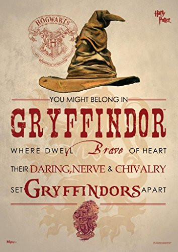 MightyPrint Harry Potter Sorting Hat Gryffindor Wall Art Decor  Next Generation Premium Print  Featuring Hogwarts House Quote Poem