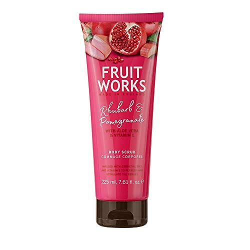 Fruit Works Rhubarb  Pomegranate Cruelty Free  Vegan Body Scrub With Natural Extracts 1x 225ml