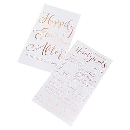 Ginger Ray White  Rose Gold Foiled Advice Cards 10 Pack Beautiful Botanics
