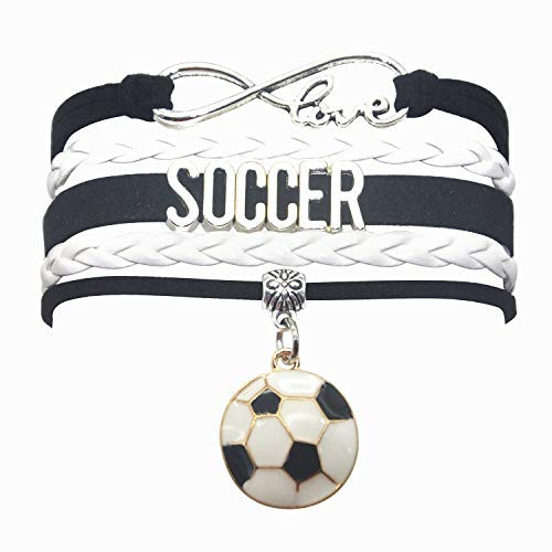 Soccer Bracelet Jewelry  HCChanshi Infinity Love Cute Soccer Ball Charm Bracelet Soccer Gifts For Women Girls Men Boys Soccer lovers Soccer Team Soccer Themed Gifts Black and White