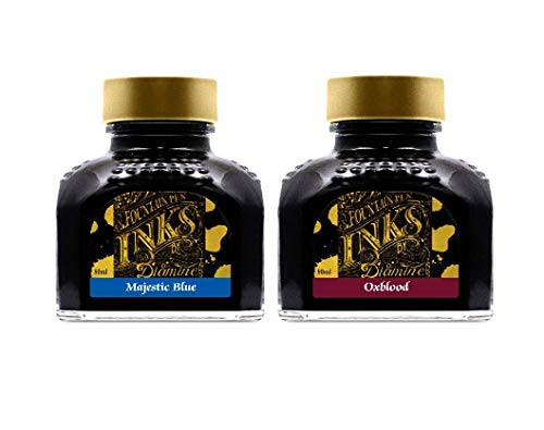 Diamine  80ml Fountain Pen Ink 2 Pack  Oxblood  Majestic Blue