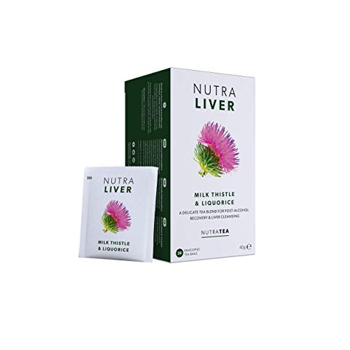 NUTRALIVER  Liver Detox Tea  Liver Cleanse Tea  For Liver Care and Hangover Recovery  Includes Milk Thistle Turmeric  Fennel  40 Enveloped Tea Bags  by Nutra Tea  Herbal Tea  2 Pack
