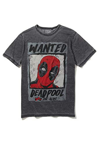Recovered Marvel Deadpool Wanted Poster Charcoal TShirt Size L