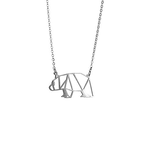 La Menagerie Bear Silver Origami Jewelry Silver Geometric Necklace 925 Sterling Plated Silver Necklace Bear Necklaces for Women Bear Necklace for Girls Origami Necklace La Menagerie Bear Silver Origami Jewelry Silver Geometric Necklace 925 Sterling Plated Silver Necklace Bear Necklaces for Women Bear Necklace for Girls Origami Necklace
