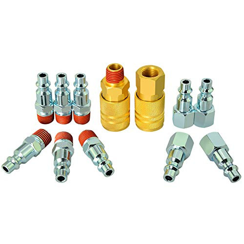 Gasher 12 PCS Air Compressor Accessories Fittings 14 INCH NPT Air Coupler and Plug Kit Air Tools Fittings Set with Brass Air Coupler