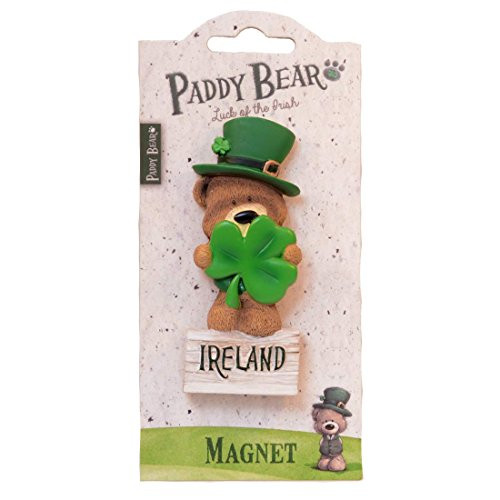 Paddy Bear Irish Designed Resin Magnet With Shamrock Design