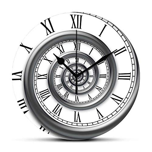 Dadidyc Roman Spiral Print Wall Clock Print Round Clock Silent NonTicking Wall Clock Desk Clock Unique Decorative for Home Living Room Bedroom School Clock 10in