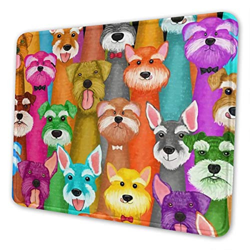 Colorful Oil Cute Schnauzer Dogs Gaming Mouse Pad with Stitched Edges Customized Rectangle Mousepad NonSlip Rubber Base for Computer Laptop Office Accessories 95 x 79 Inch