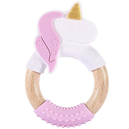 AUBECO Baby Girl Unicorn Teething Toys 100 Safe Silicone Teether for Babies Infant and Toddler Natural Teething Toy Soothe Baby Gums AUBECO Baby Girl Unicorn Teething Toys 100 Safe Silicone Teether for Babies Infant and Toddler Natural Teething Toy Soothe Baby Gums