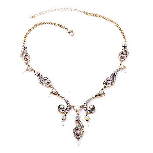Simsly Boho Crystal Necklace Rhinestone Pendant Necklace Chain Jewelry for Women and GirlsAB white diamond Simsly Boho Crystal Necklace Rhinestone Pendant Necklace Chain Jewelry for Women and GirlsAB white diamond