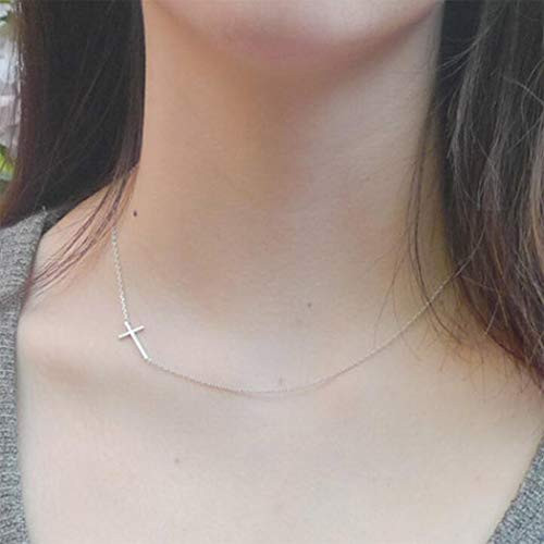 Yalice Minimalist Cross Choker Necklace Silver Sideway Horizontal Necklaces Jewelry for Women and Girls Silver Yalice Minimalist Cross Choker Necklace Silver Sideway Horizontal Necklaces Jewelry for Women and Girls Silver