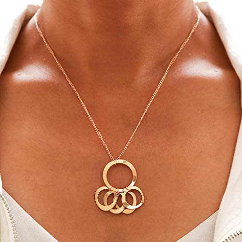 Yalice Simple Circle Round Pendant Necklace Chain Ring Necklaces Jewelry for Women and Girls Gold Yalice Simple Circle Round Pendant Necklace Chain Ring Necklaces Jewelry for Women and Girls Gold