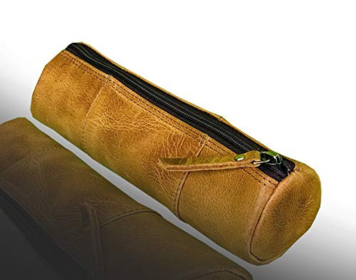 Leather Pencil Pouch  Zippered Pen Case for School Work  Office