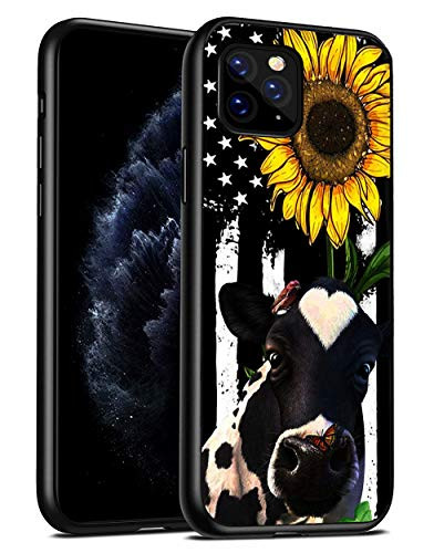iPhone 11 Pro Max Case 2019 Soft Silicone TPU Bumper Case Microfiber AntiScratch Shockproof FullBody Protective Cover for iPhone 11 Pro Max 65 inch American Flag Sunflower and Cow