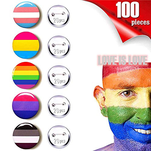 Rainbow Pride Button Gay Pride Pins LGBT Lapel Pin Rainbow Flag Pinback Buttons1 Inch100 PCS