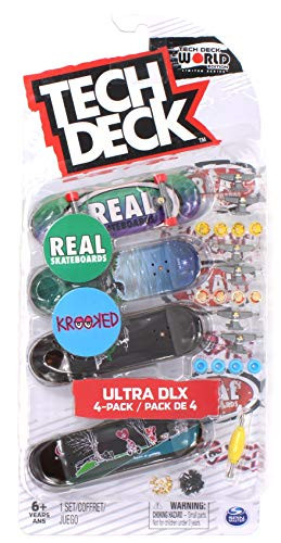 Mini Fingerboards Krooked and Real Skateboards 2019 Ultra DLX Deck 4 Pack World Edition Limited Series