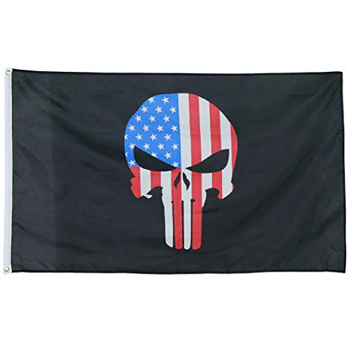 Fastkoala Punisher Flag 3x5 FT  Thin Red Line Veterans Military Memorial Polyester Lightweight Indoor Flag